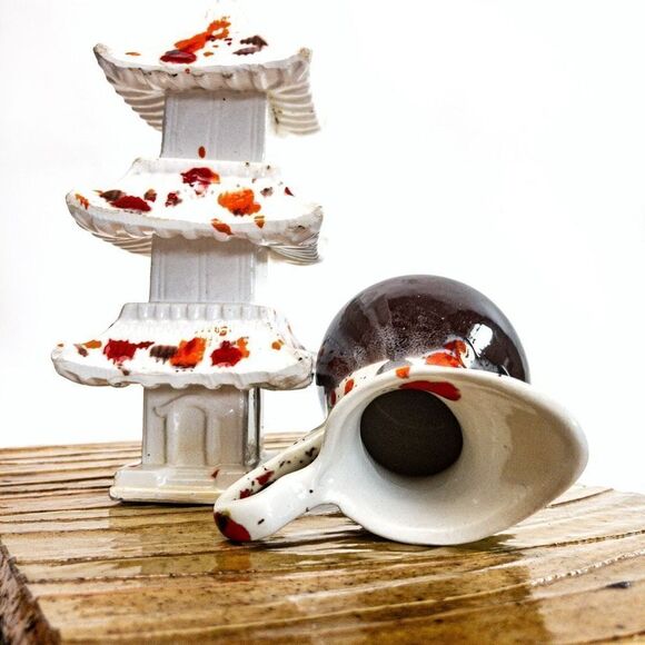 VTG Splatter Pottery 3-Tier Pagoda and Cream Pitcher/Vase - Picture 4 of 8